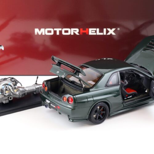 1:18 Motorhelix Nissan Skyline GT-R (R34) NISMO CUSTOMIZED dark green + engine M83408 - Image 5