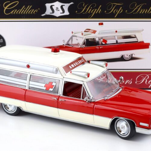 1:18 Sunset Coach Precision 1966 Cadillac S&S High Top Ambulance red/ white