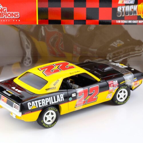 1:18 ERTL Ward Burton Caterpillar 1971 Plymouth Barracuda Stock Rods #22 black/ yellow