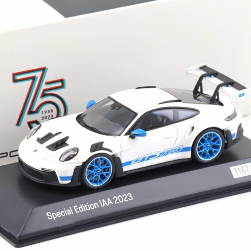 1:43 Spark Porsche 911 (992) GT3 RS IAA 2023 white/blue Limited WAP DEALER