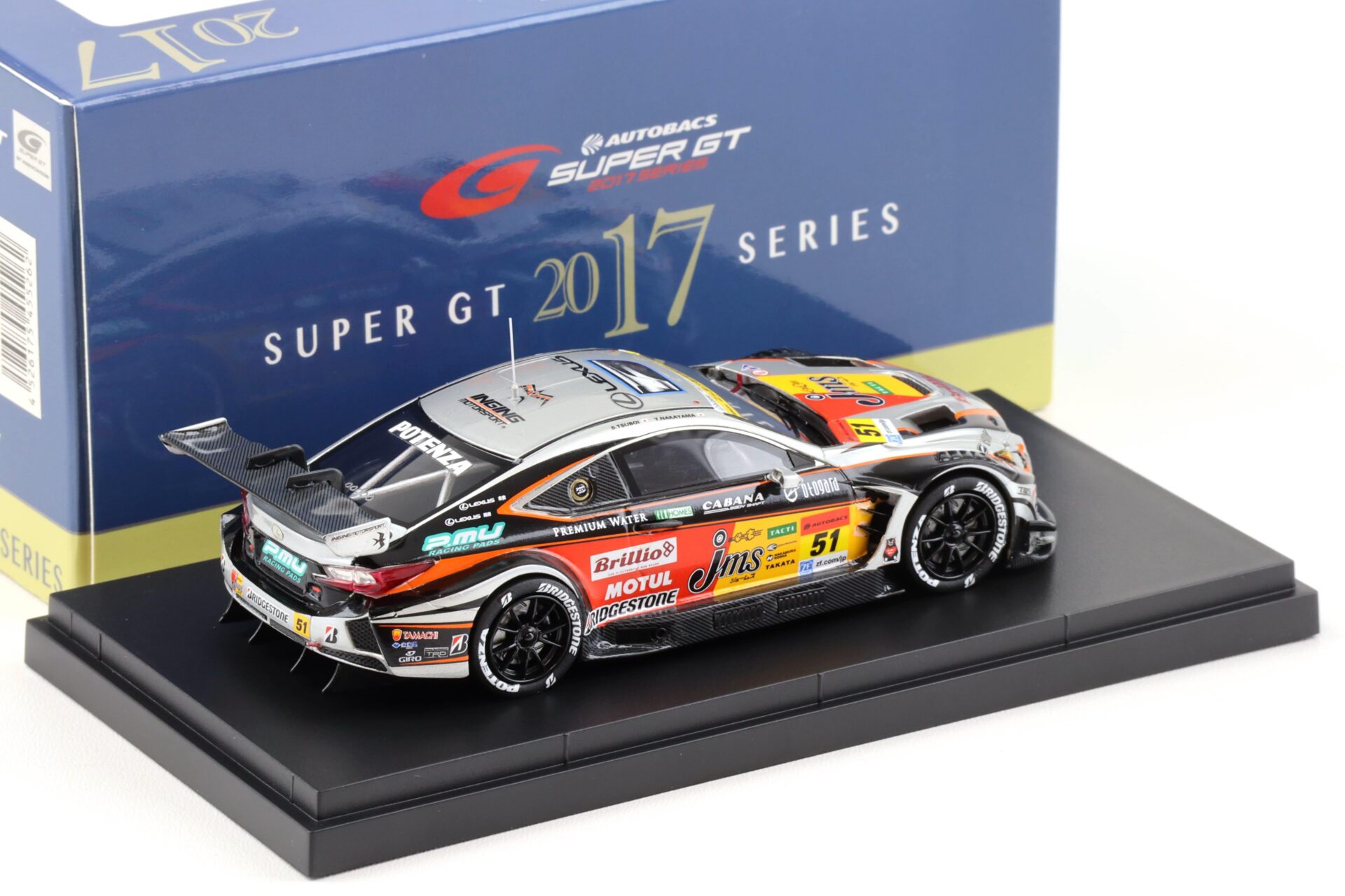 1:43 Ebbro Lexus RC F Super GT300 JMS P.MU LMcorsa RC F GT3 2017 #51 Nakayama