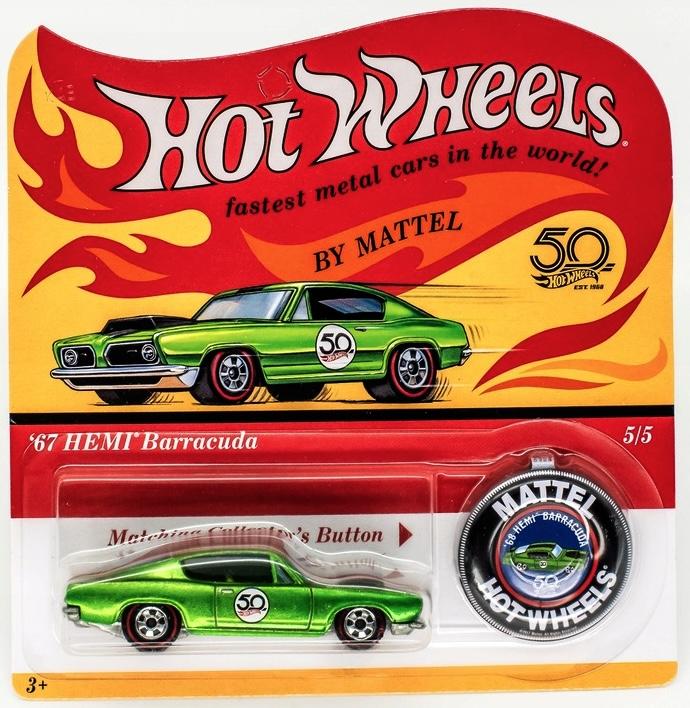1:64 Hot Wheels 2018 Redline 50th Anniversary 1967 Plymouth HEMI Barracuda green