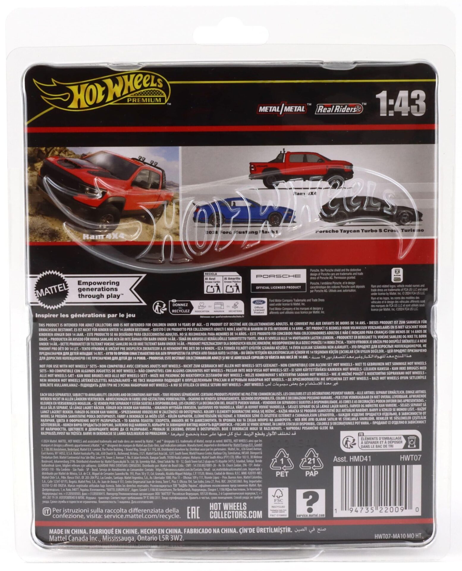1:43 Hot Wheels Premium 2024 Real Riders Dodge Ram 4x4 Pickup red/ black