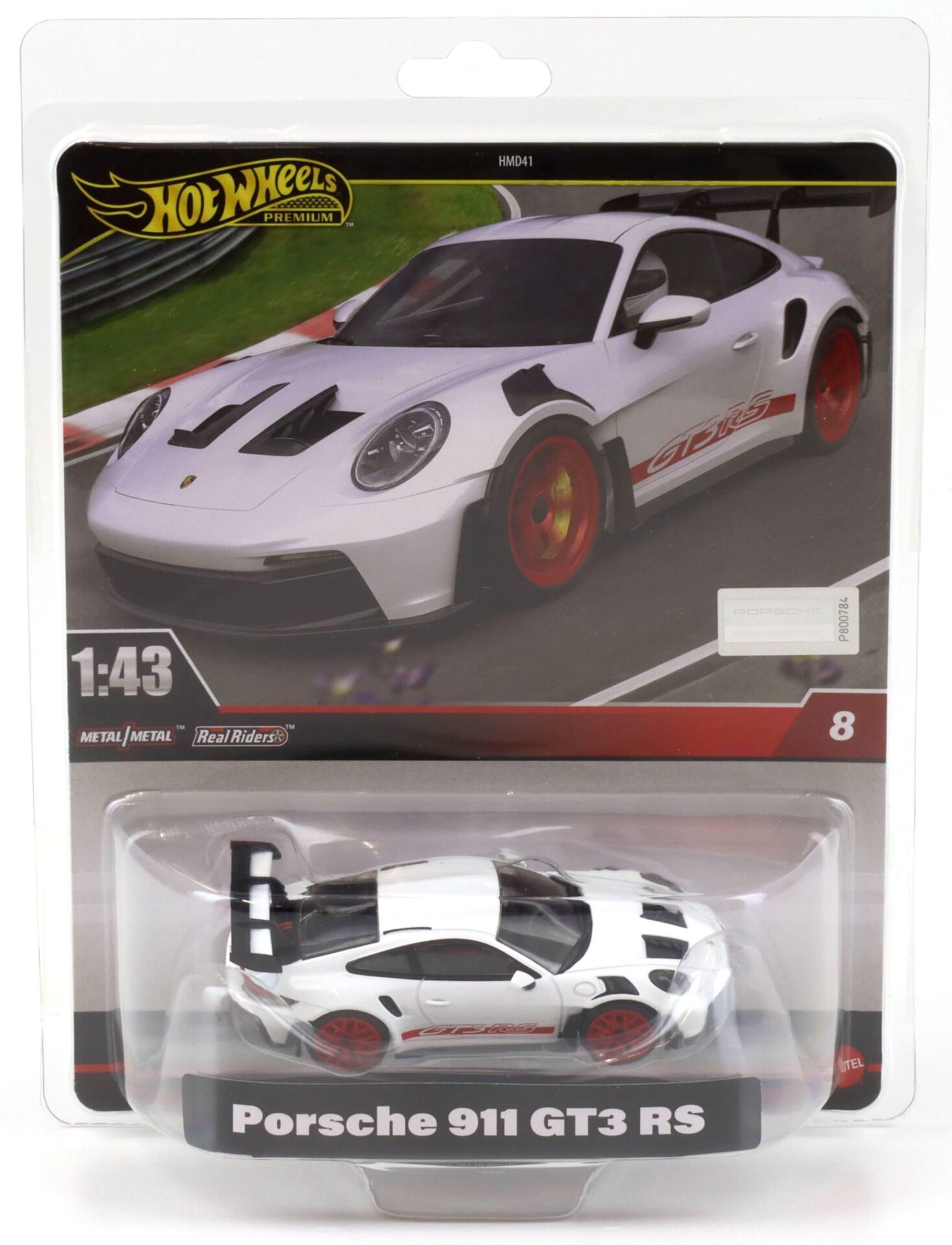 1:43 Hot Wheels Premium 2024 Real Riders Porsche 911 992 GT3 RS white/ red