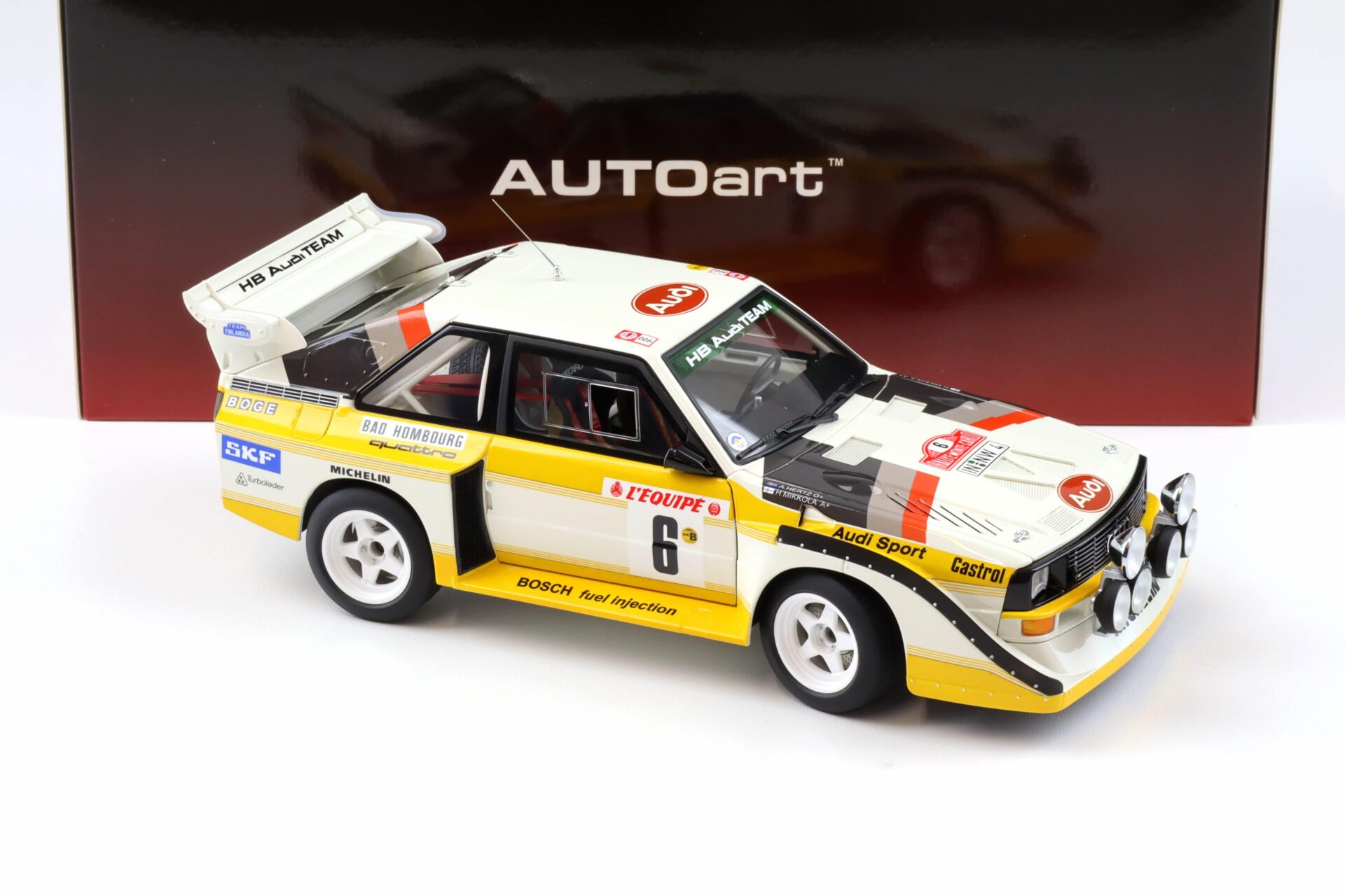 1:18 AUTOart Audi Sport Quattro S1 #6 Rally Monte Carlo 1986 Mikkola/ Hertz 88602