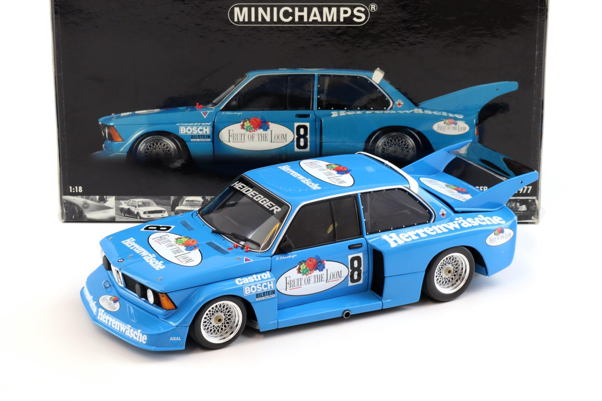 ID 98237 orig.jpg 1:18 Minichamps BMW 320i E21 Fruit of the Loom Schneeberger DRM 1977
