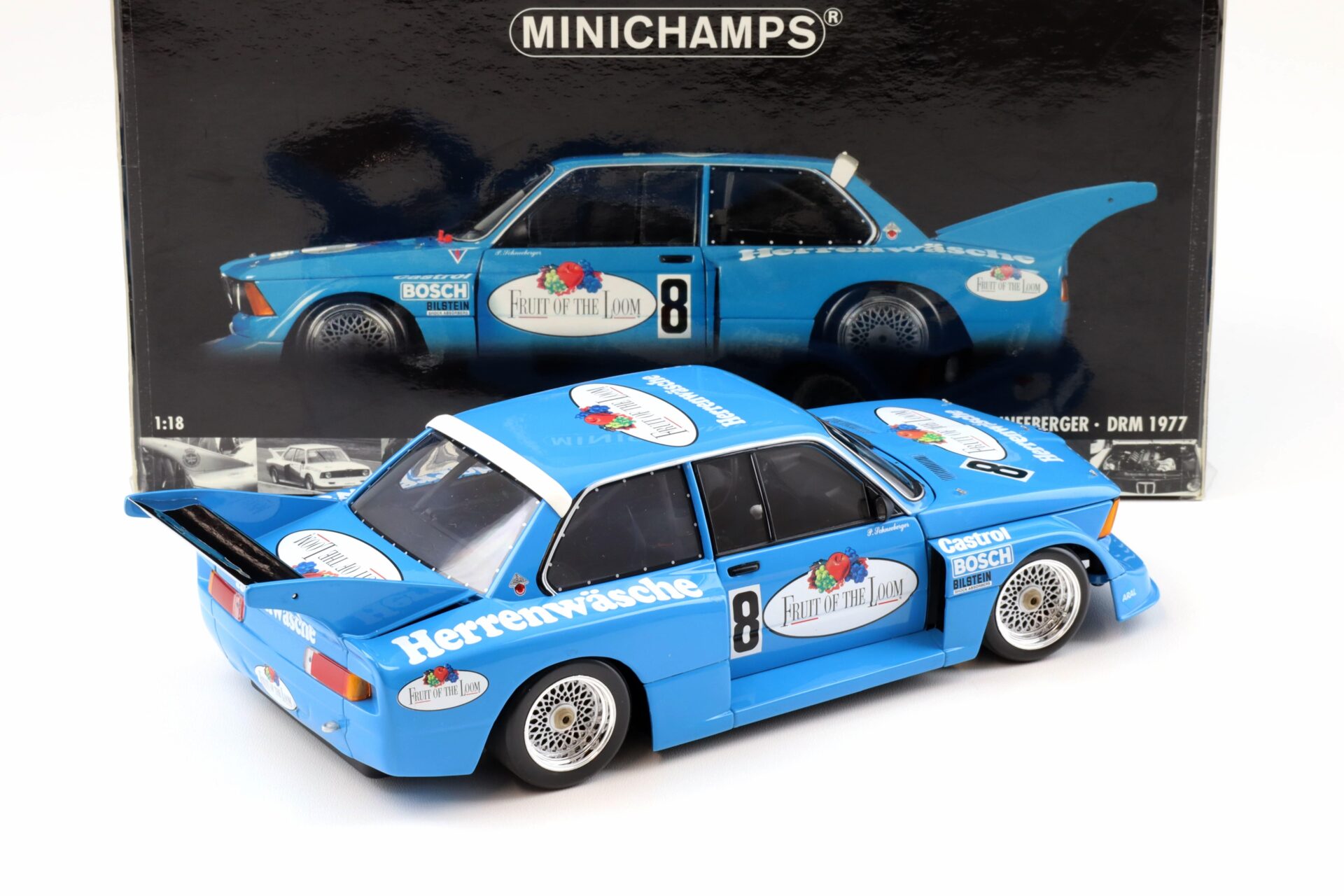 1:18 Minichamps BMW 320i E21 Fruit of the Loom Schneeberger DRM 1977