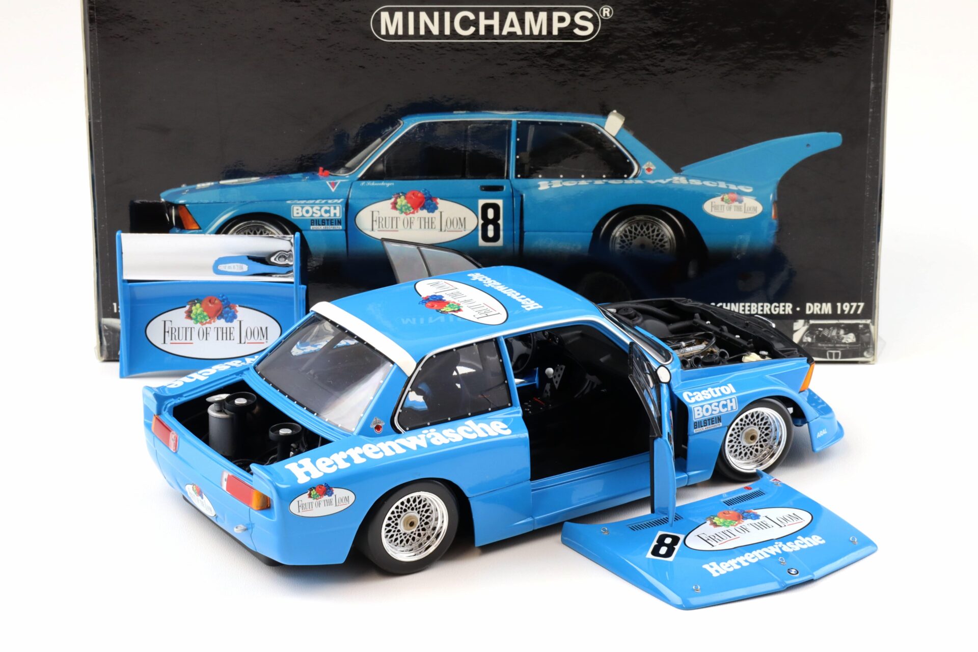 1:18 Minichamps BMW 320i E21 Fruit of the Loom Schneeberger DRM 1977