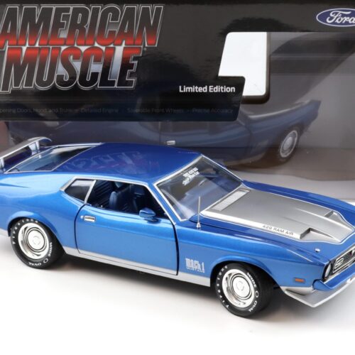 1:18 Auto World 1971 Ford Mustang Mach 1 MCACN Code Q Med Blue