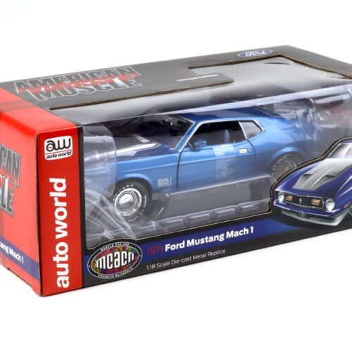 1:18 Auto World 1971 Ford Mustang Mach 1 MCACN Code Q Med Blue
