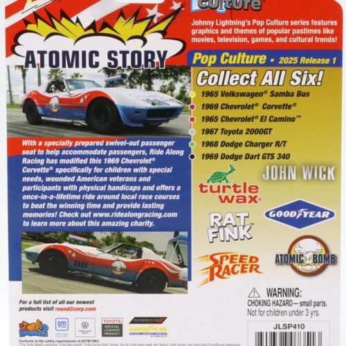 1:64 Johnny Lightning Pop Culture 1969 Chevrolet Corvette Atomic Bomb white/red/blue