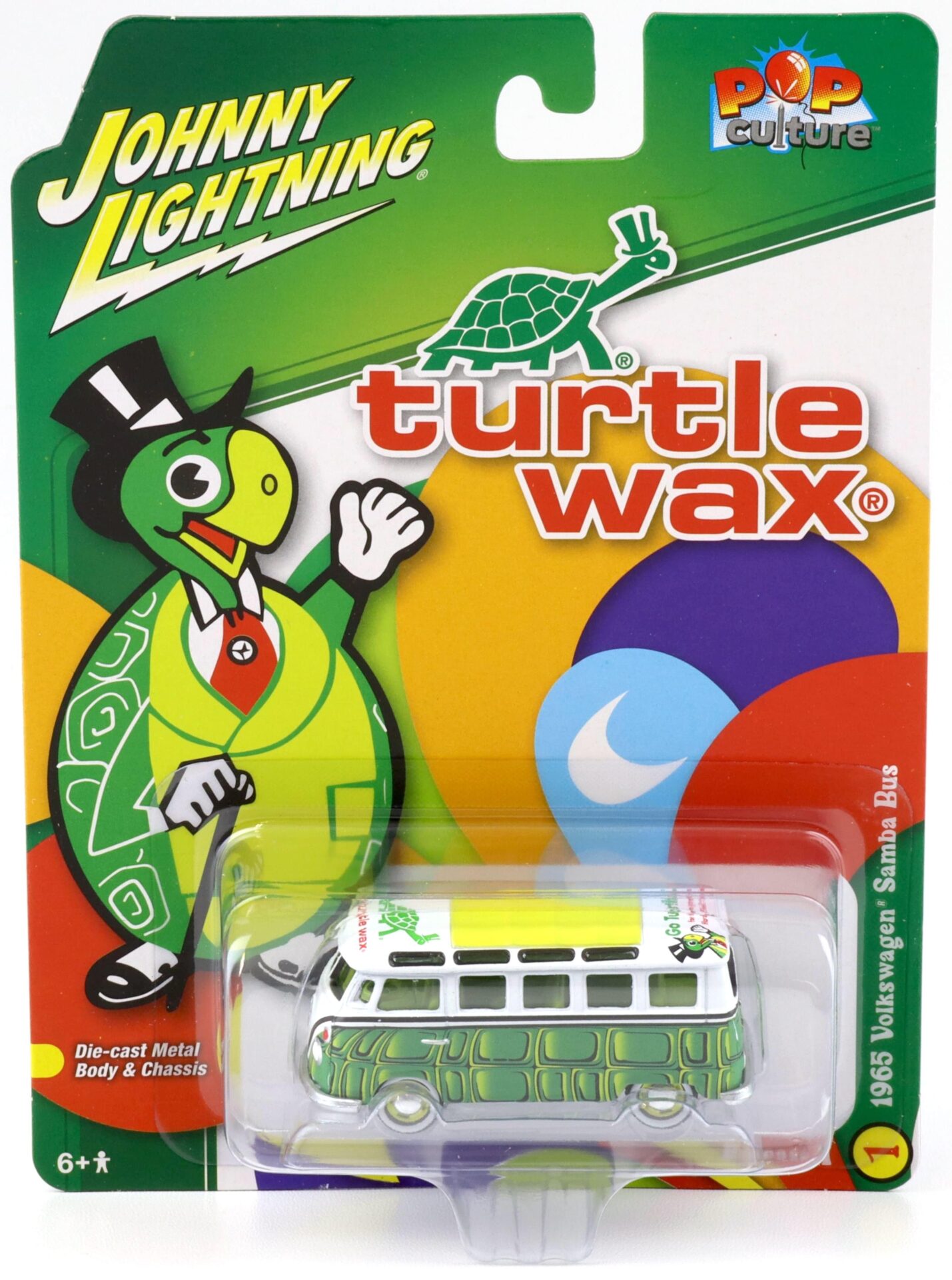 1:64 Johnny Lightning Pop Culture 1965 VW T1 Samba Bus Turtle Wax green/ white