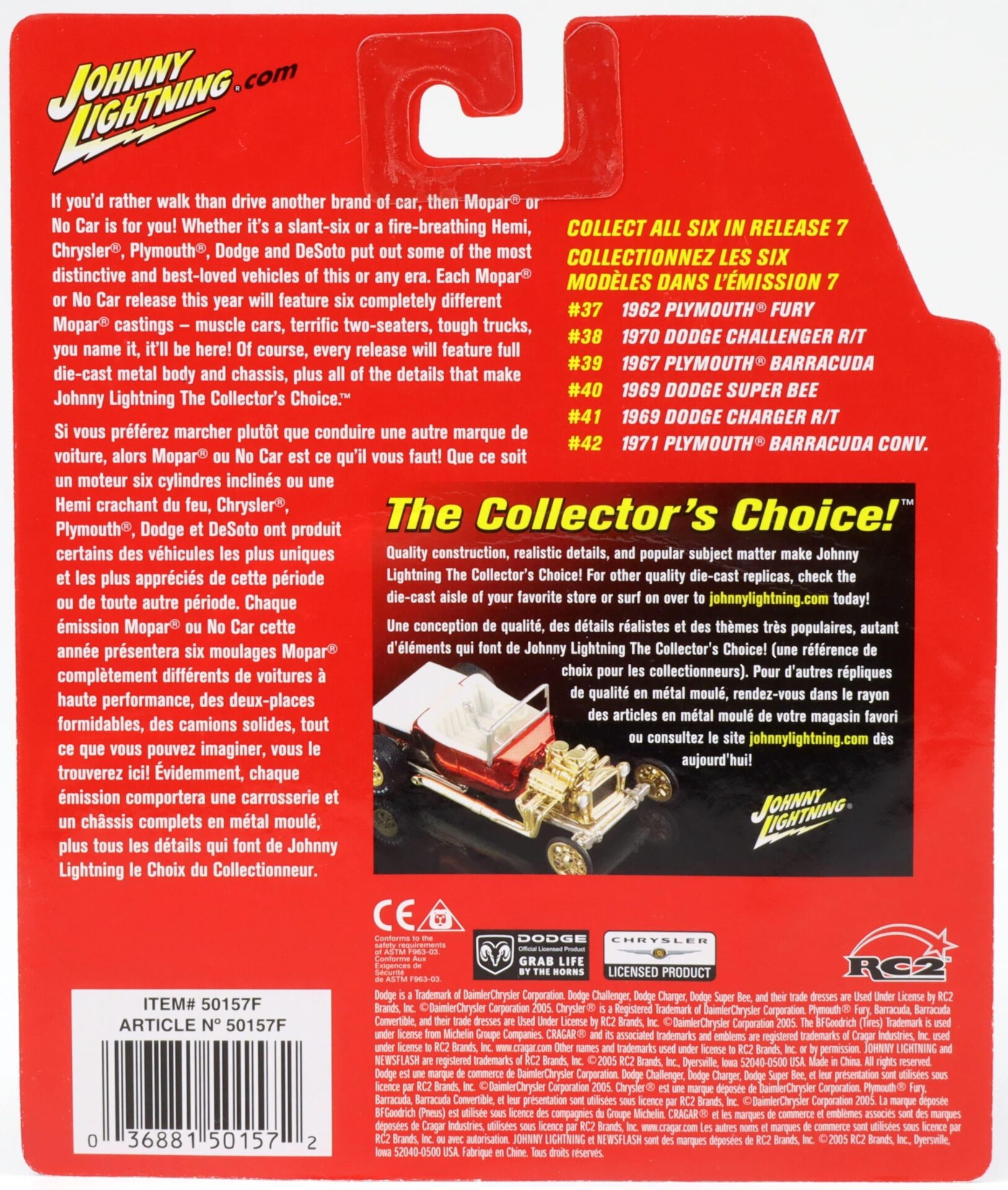 1:64 Johnny Lightning #37 MOPAR 1962 Plymouth Sport Fury red metallic