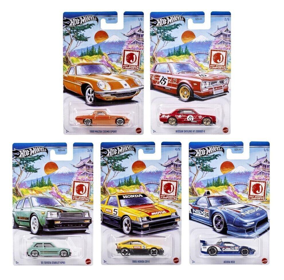 1:64 Hot Wheels 2025 Japan Imports J-Imports SET 5 pcs. 977F Honda, Nissan, Mazda