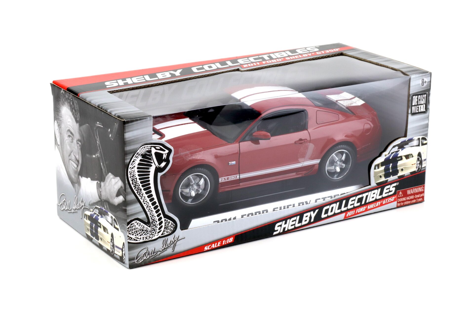 1:18 Shelby Collectibles 2011 Ford Shelby GT350 Coupe red/ white stripes
