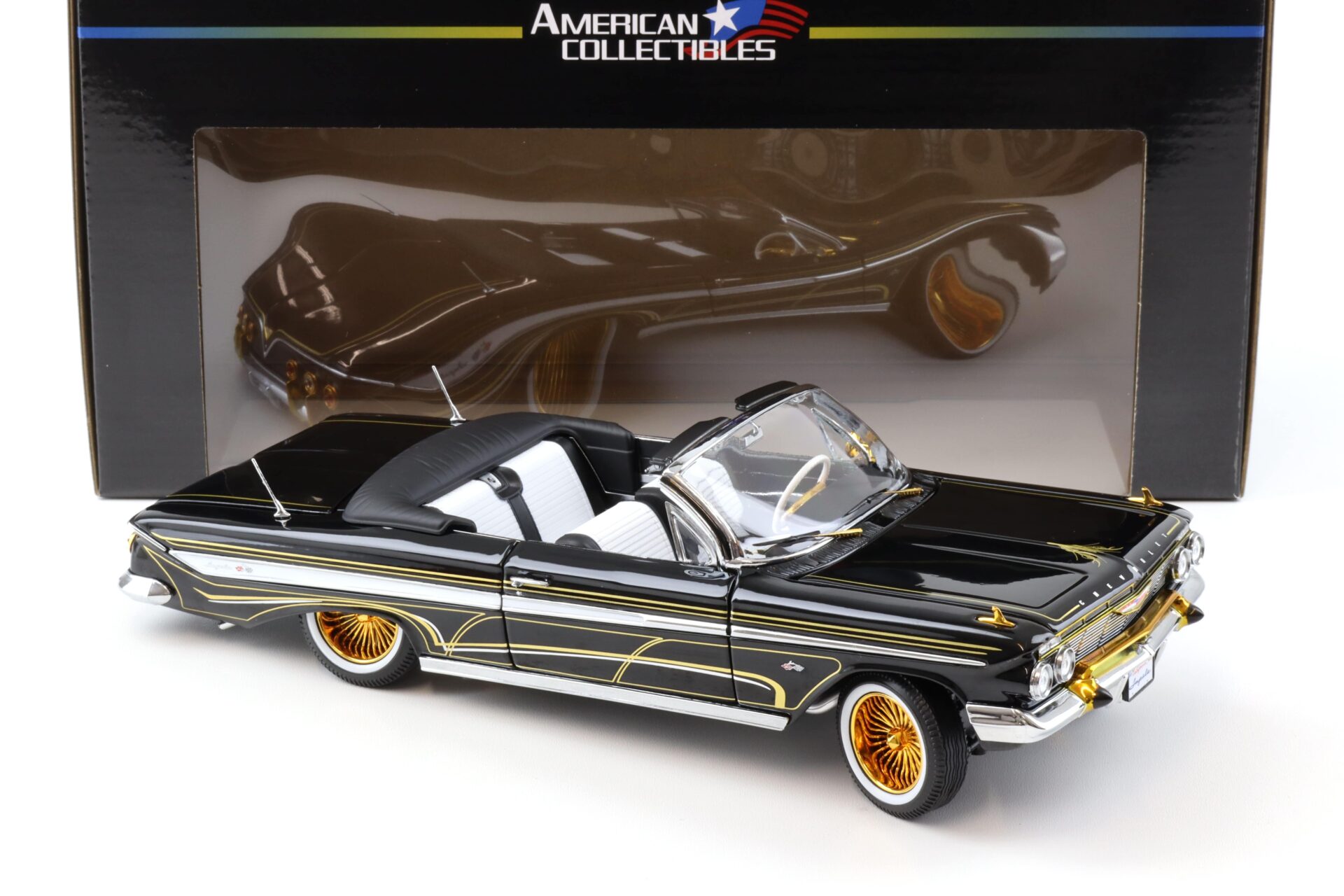 1:18 Sun Star 1961 Chevrolet Impala Lowrider open Convertible black/ gold