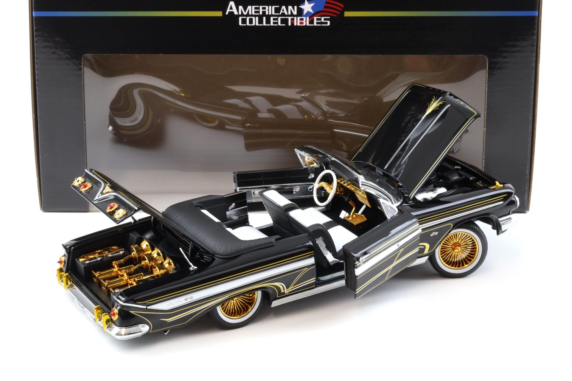 1:18 Sun Star 1961 Chevrolet Impala Lowrider open Convertible black/ gold