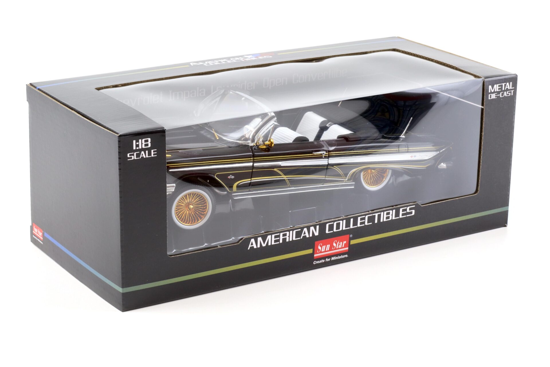 1:18 Sun Star 1961 Chevrolet Impala Lowrider open Convertible black/ gold