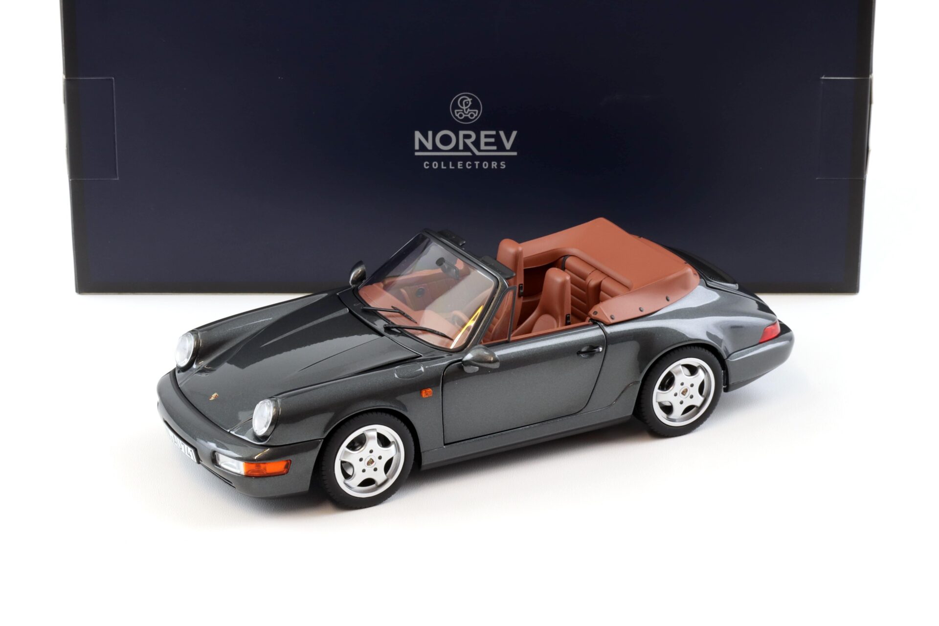 1:18 Norev Porsche 911 (964) Carrera 2 Cabriolet 1990 grey metallic/ brown