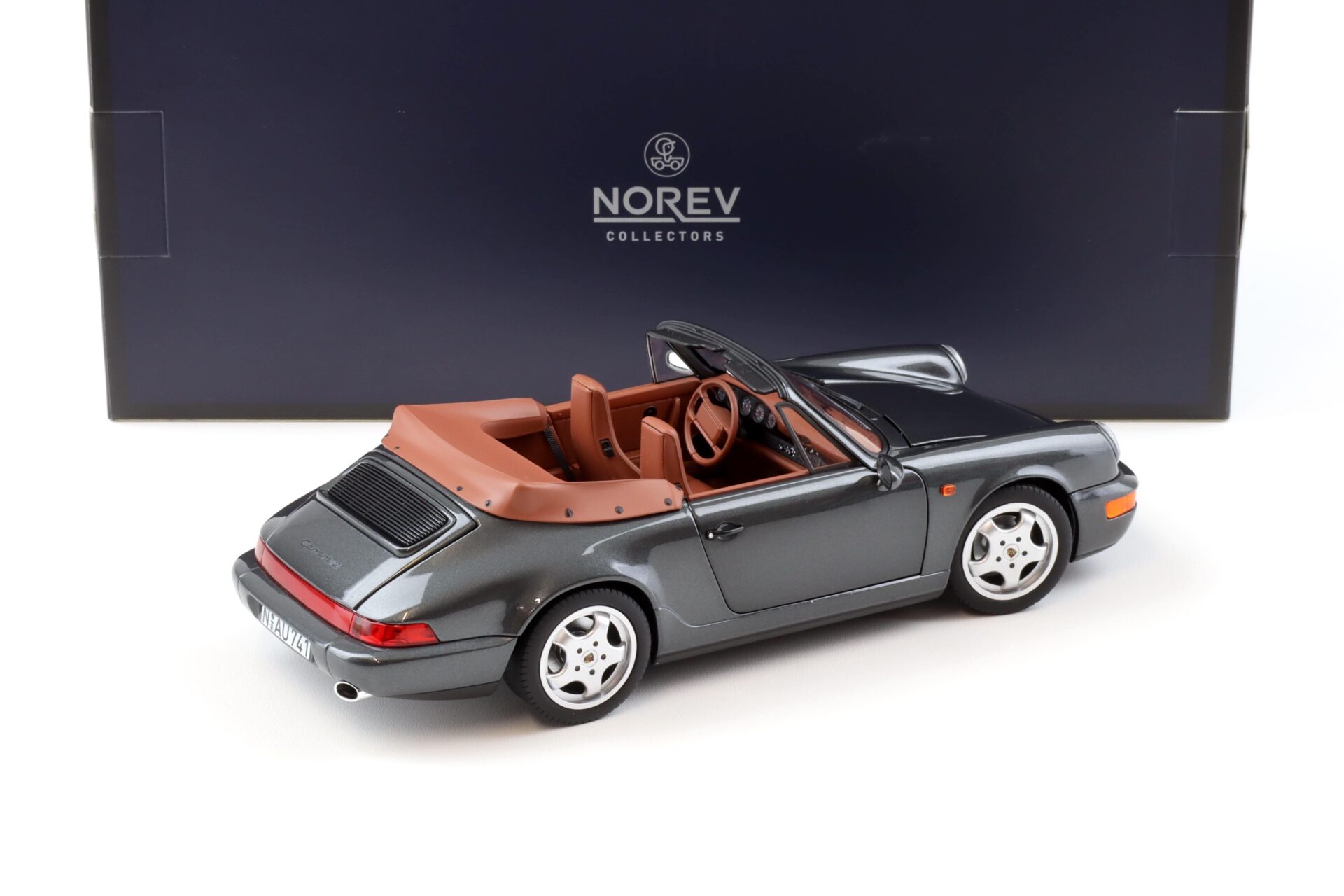 1:18 Norev Porsche 911 (964) Carrera 2 Cabriolet 1990 grey metallic/ brown