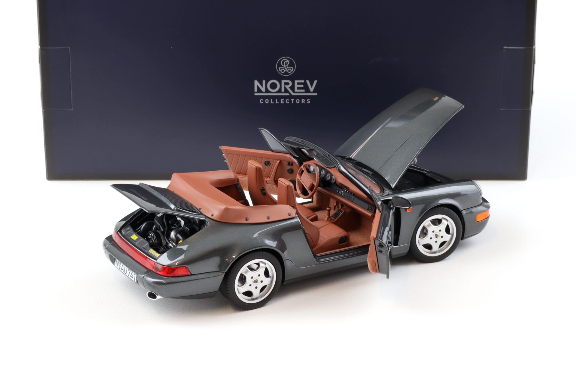 1:18 Norev Porsche 911 (964) Carrera 2 Cabriolet 1990 grey metallic/ brown