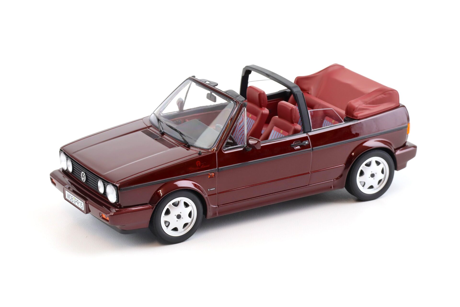 1:18 Norev VW Golf 1 Cabriolet Etienne Aigner 1990 Bordeaux red metallic - Limited 750 pcs.
