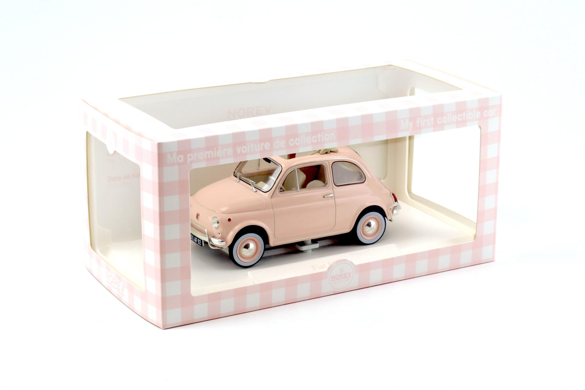 1:18 Norev Fiat 500 L pink 1968 with Special Birth Pack