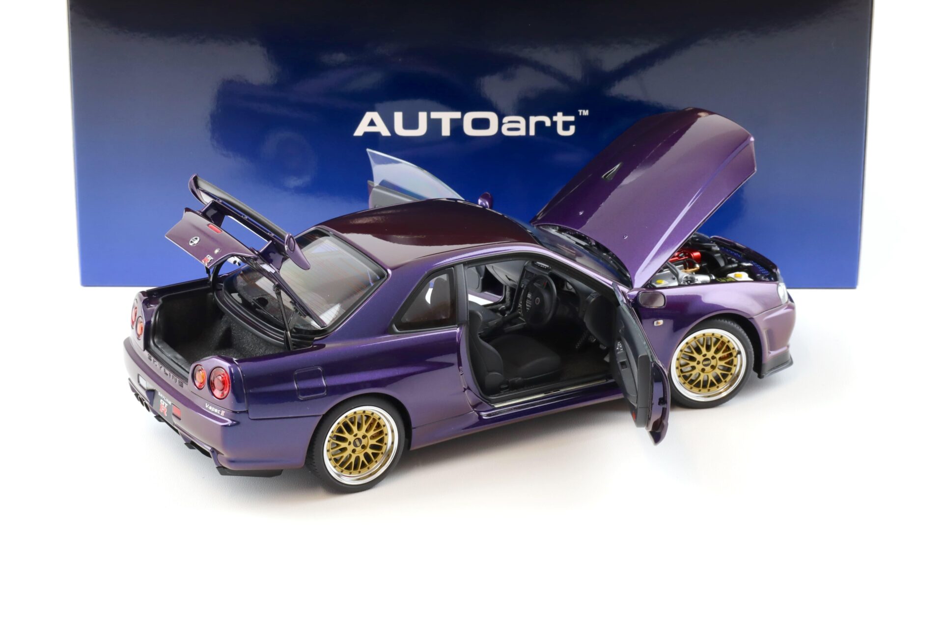 1:18 AUTOart Nissan Skyline GT-R (R34) V-Spec II BBS LM Wheels Midnight purple III