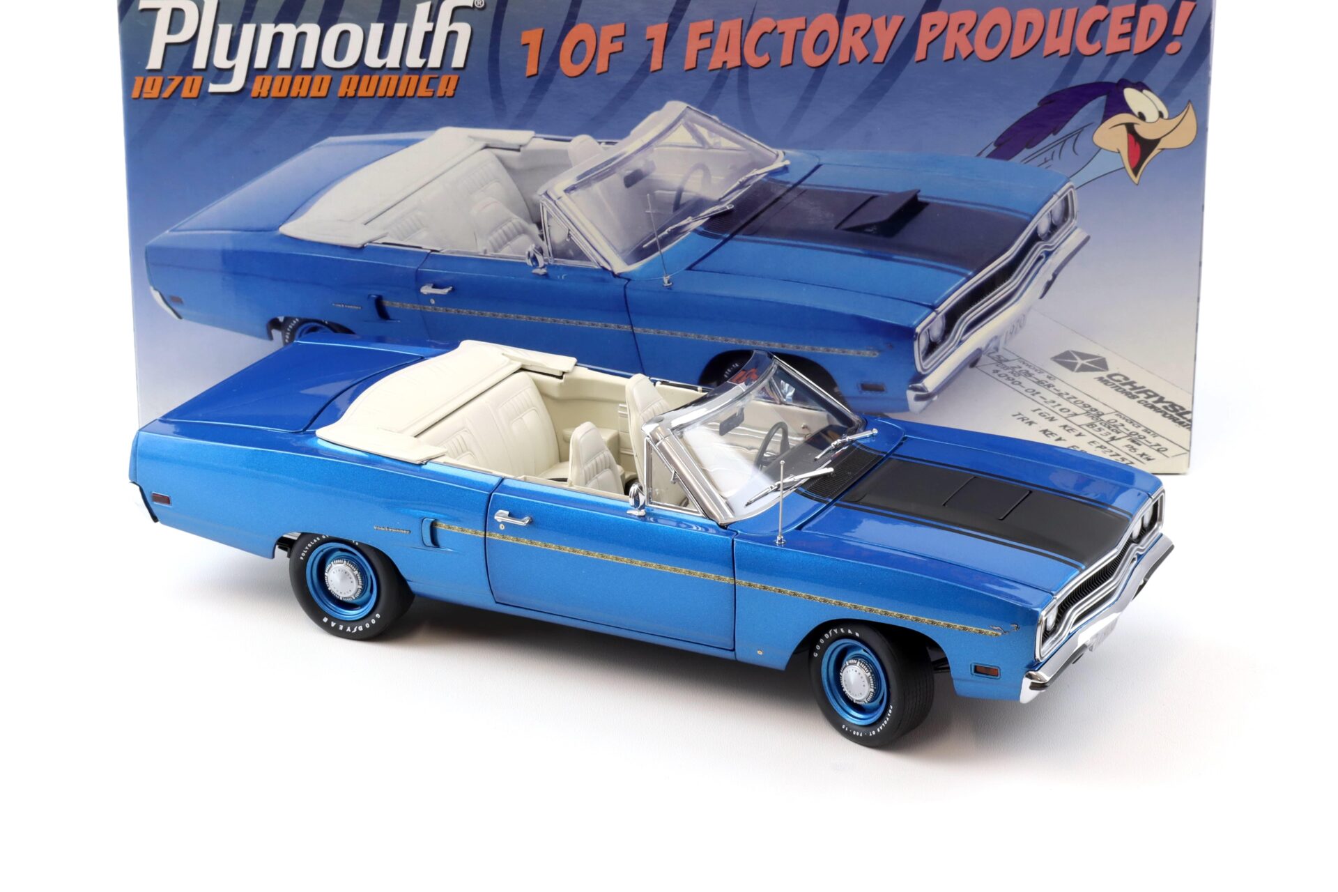 1:18 GMP 1970 Plymouth Road Runner Convertible 1 of 1 Factory Produced blue