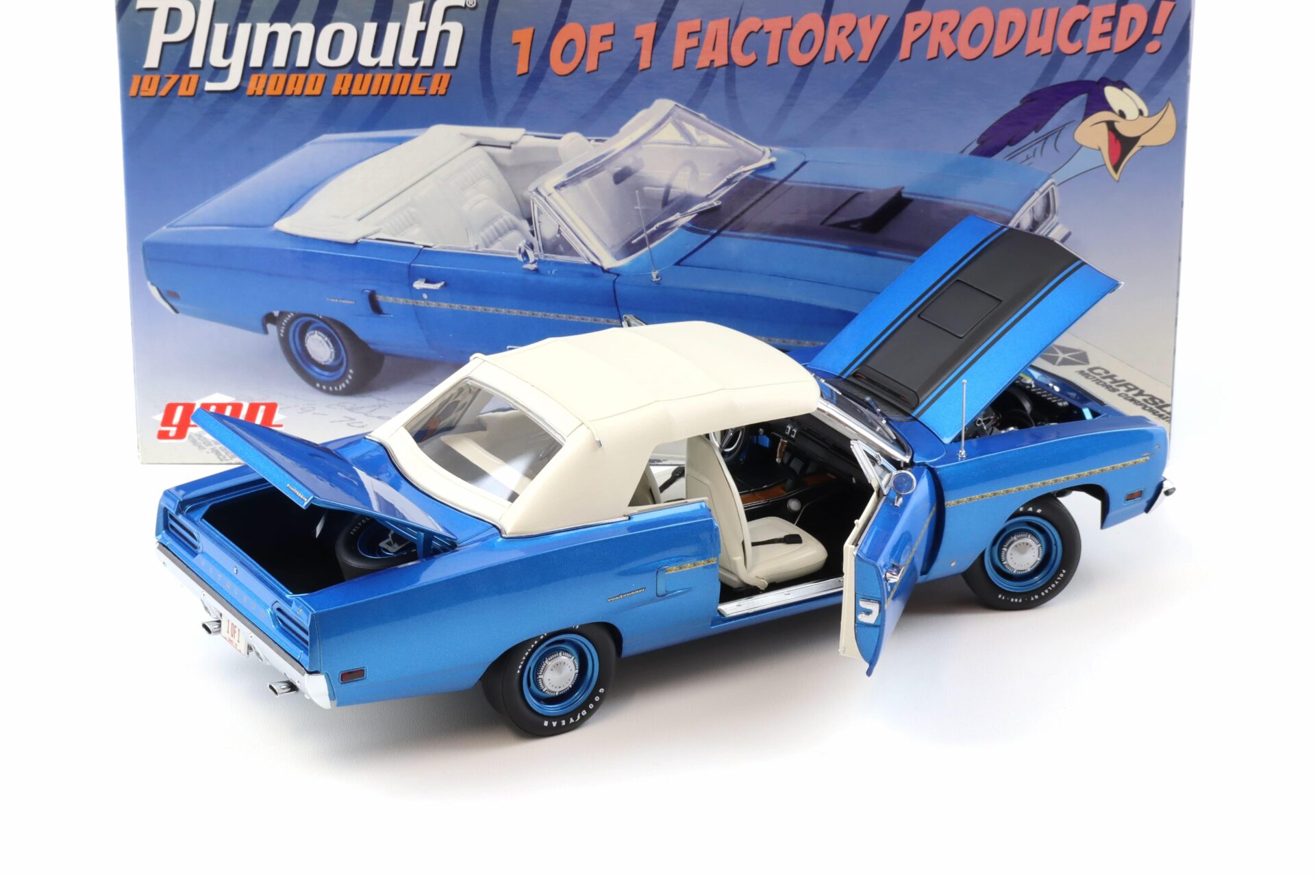1:18 GMP 1970 Plymouth Road Runner Convertible 1 of 1 Factory Produced blue