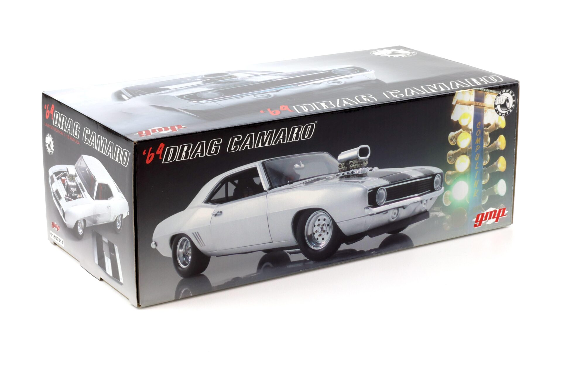1:18 GMP 1969 Chevrolet Camaro Drag Camaro Street Fighter silver/ black stripes