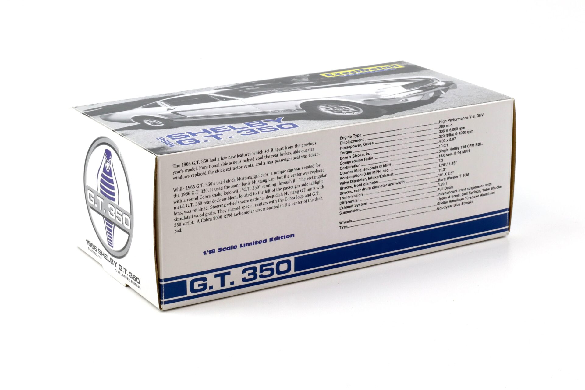 1:18 Exact Detail Shelby GT 350 Coupe 1966 white/ blue stripes