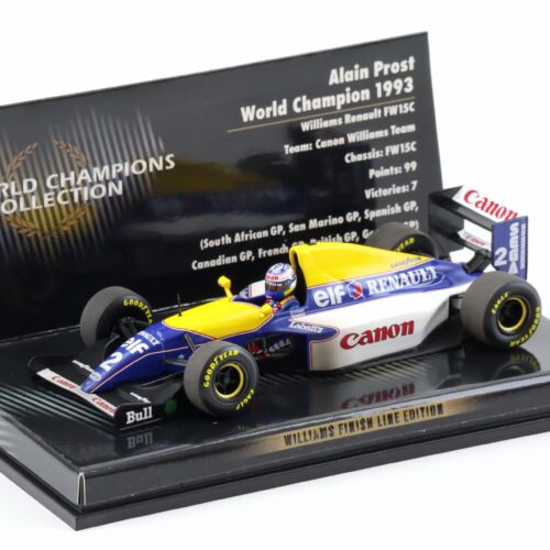 1:43 Minichamps F1 Williams Renault FW15C Alain Prost World Champion 1993 Finish Line