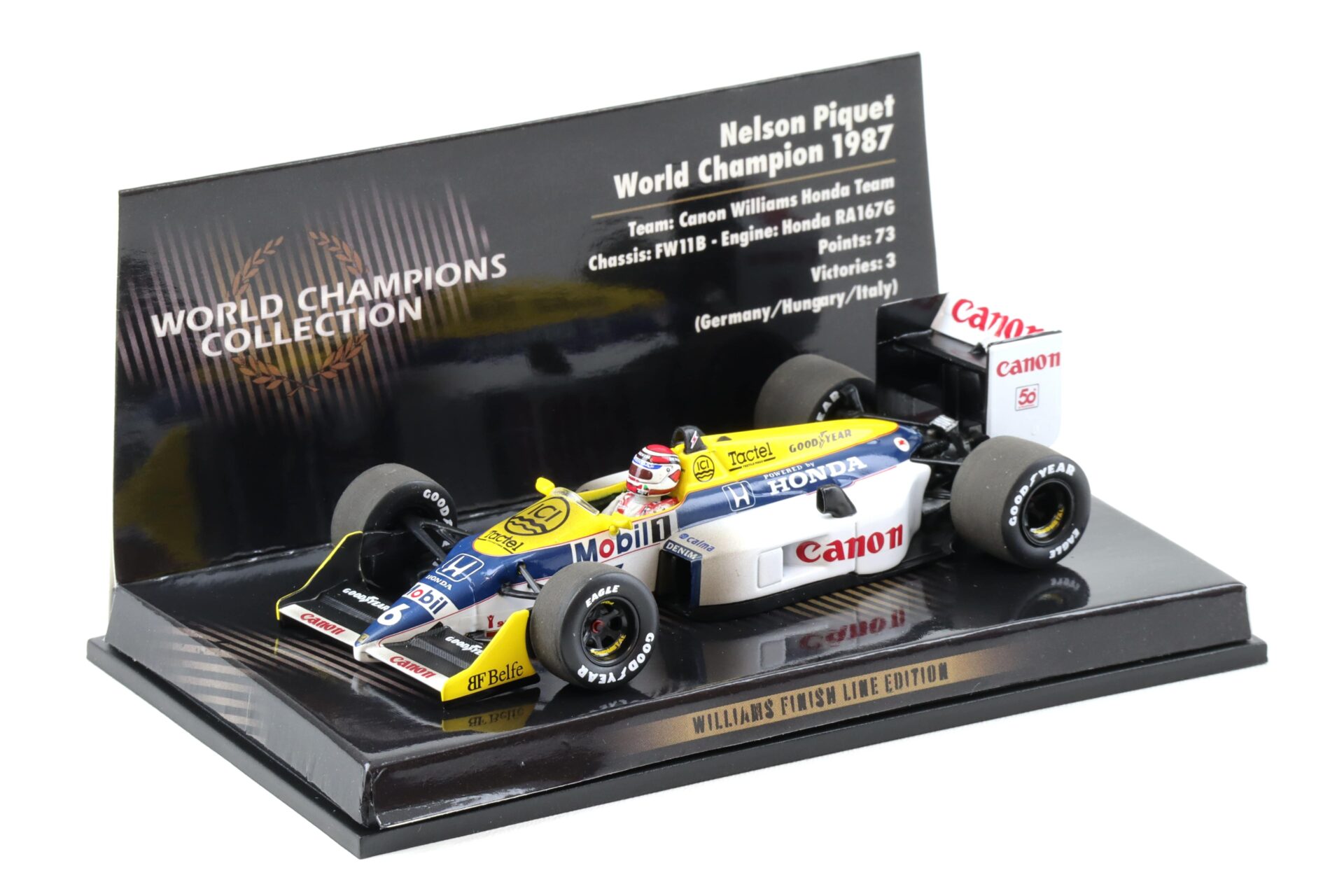 1:43 Minichamps F1 Williams Honda FW11B Nelson Piquet World Champion 1987 Finish Line