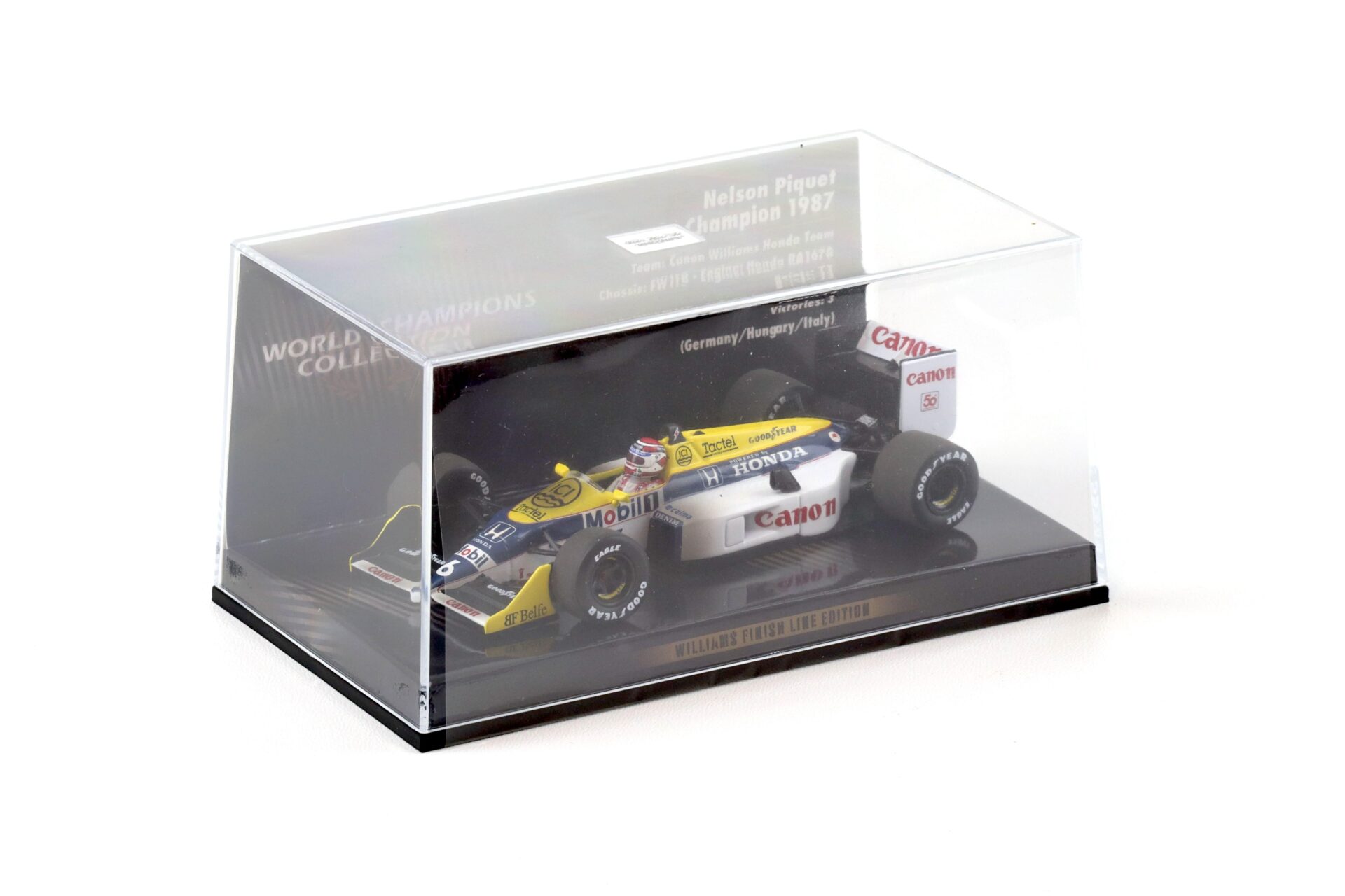 1:43 Minichamps F1 Williams Honda FW11B Nelson Piquet World Champion 1987 Finish Line