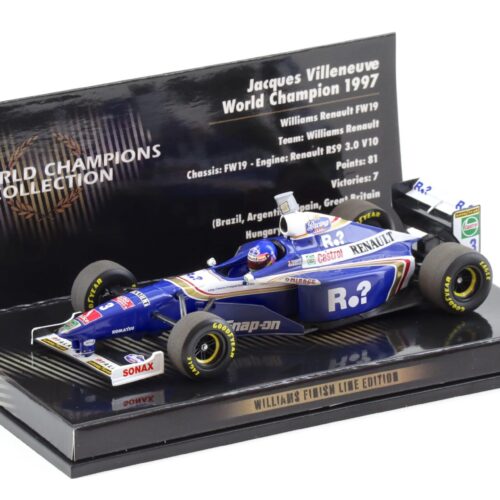 1:43 Minichamps F1 Williams Renault FW19 Jacques Villeneuve World Champion 1997 Finish Line