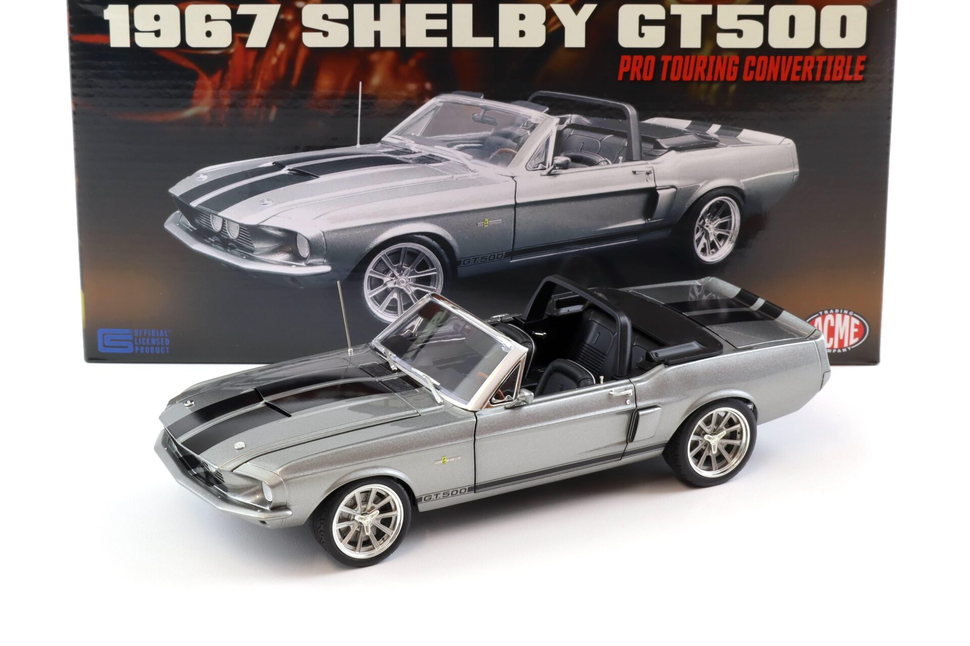 1:18 ACME 1967 Shelby GT500 Pro Touring Convertible grey metallic/ black stripes