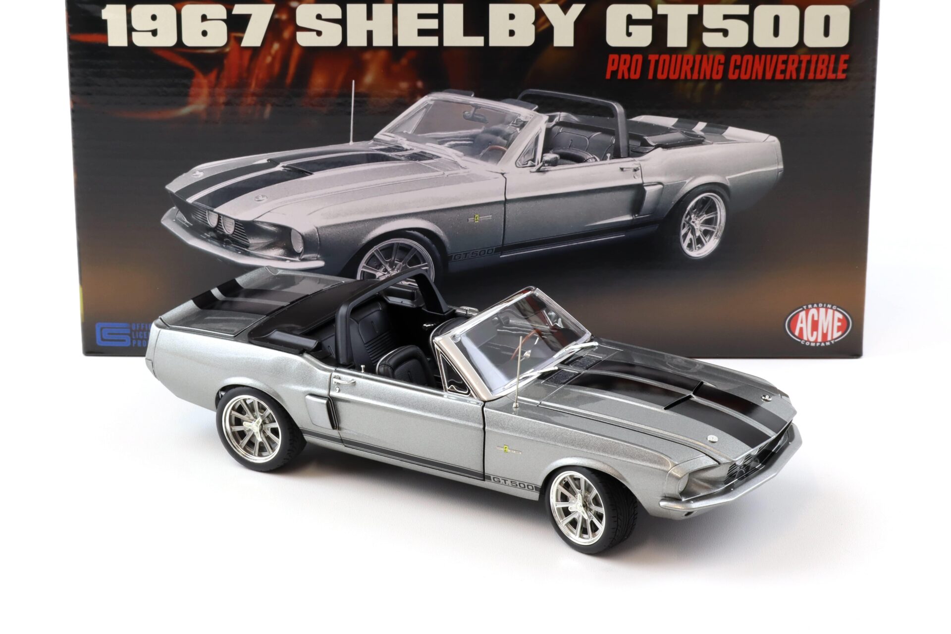 1:18 ACME 1967 Shelby GT500 Pro Touring Convertible grey metallic/ black stripes