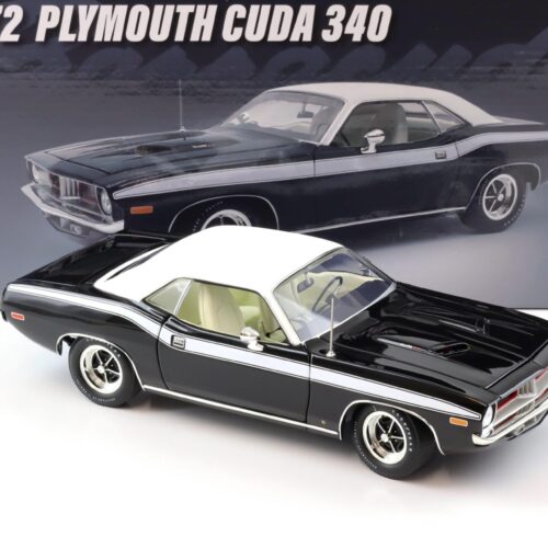 1:18 ACME 1972 Plymouth Cuda 340 Coupe black with white roof/ stripes