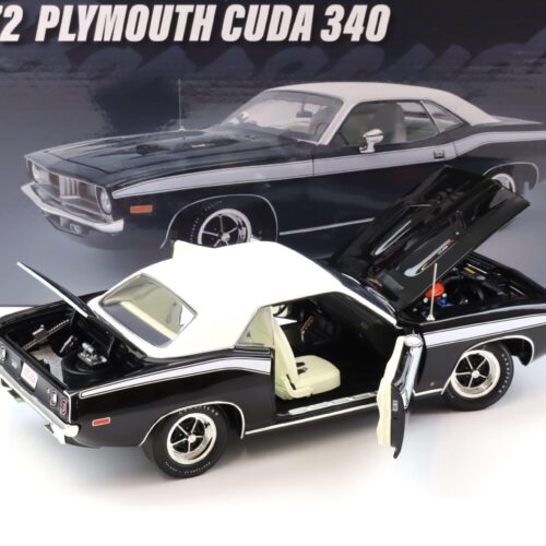 1:18 ACME 1972 Plymouth Cuda 340 Coupe black with white roof/ stripes