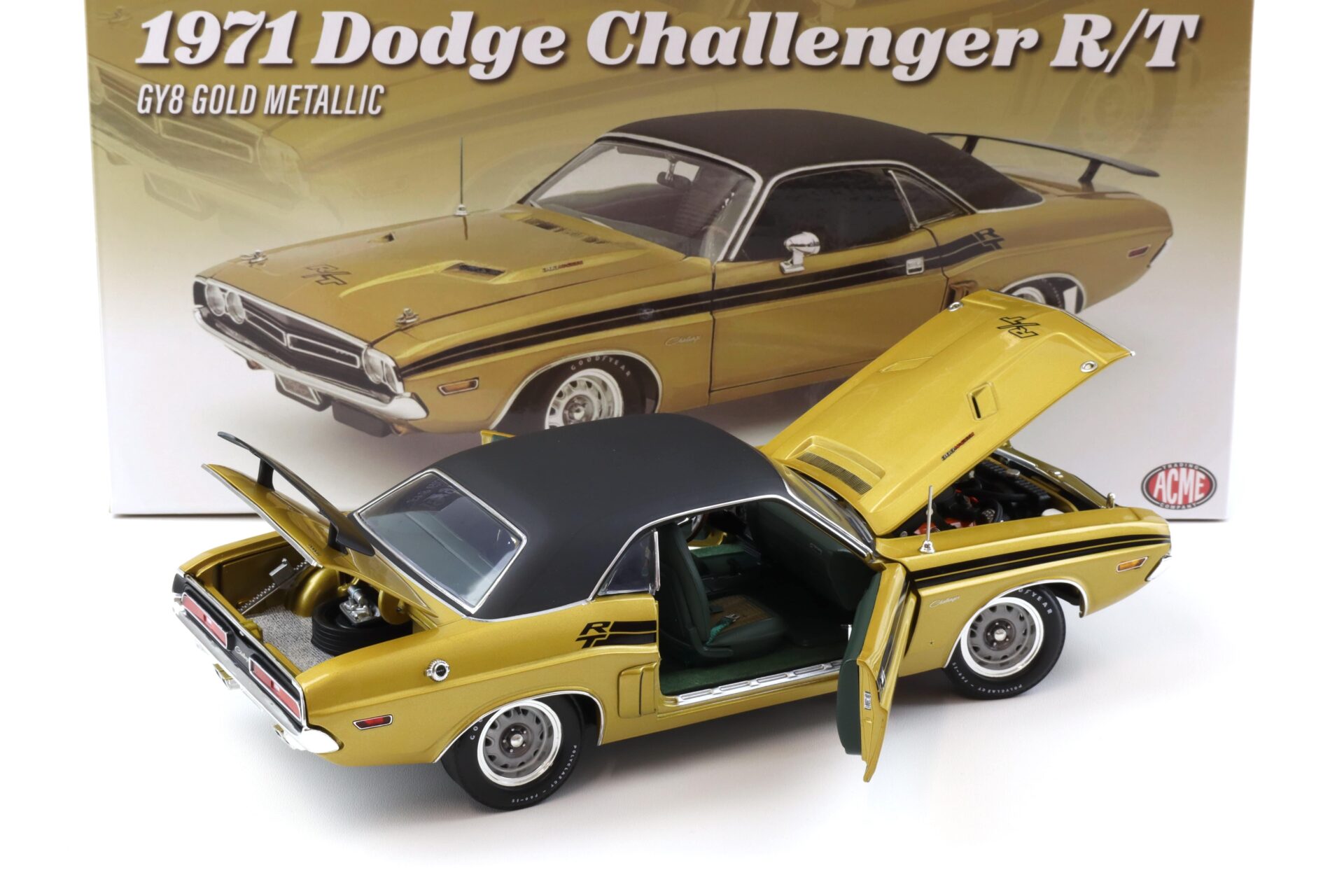 1:18 ACME 1971 Dodge Challenger R/T Coupe GY8 gold metallic/ black roof