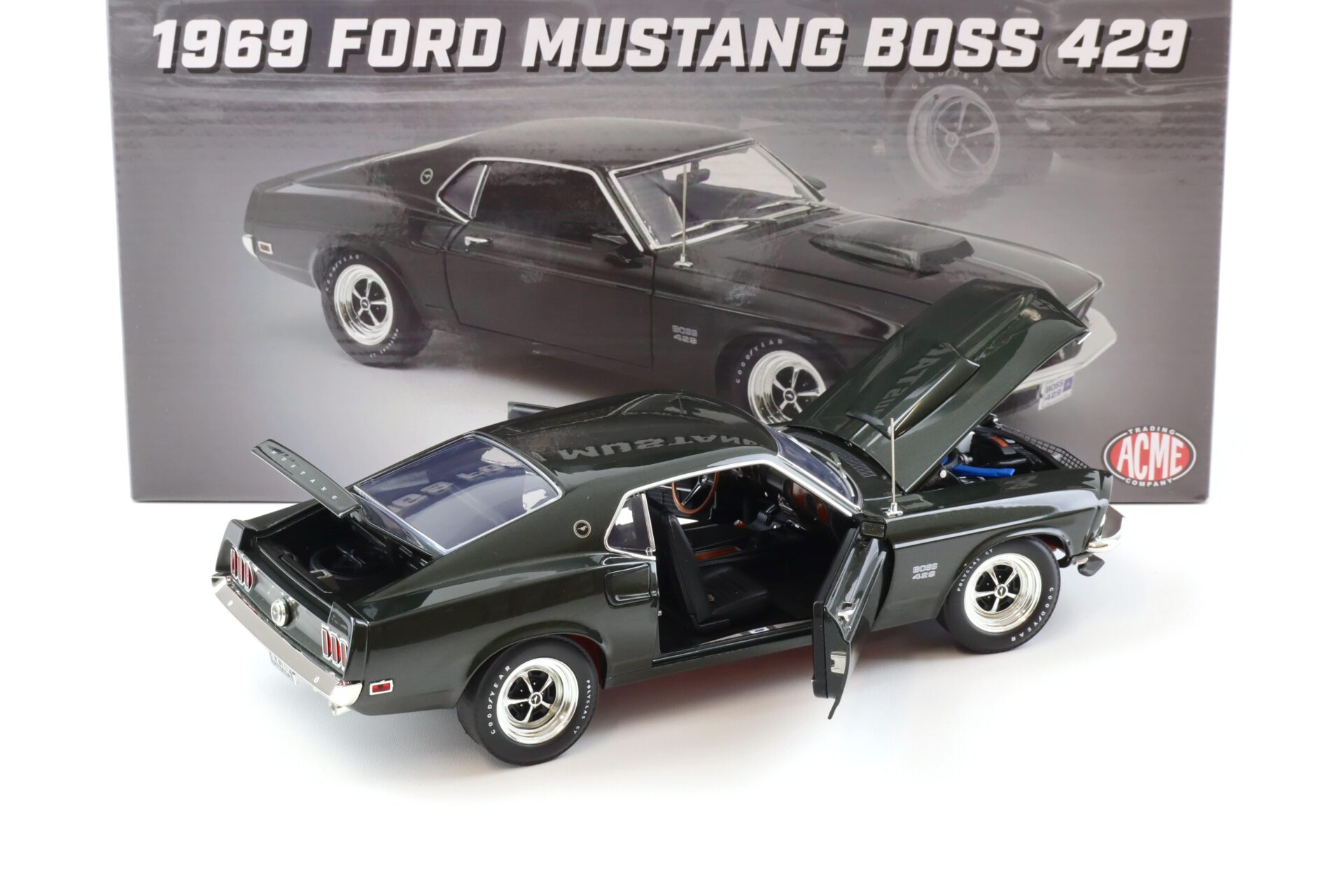 1:18 ACME 1969 Ford Mustang Boss 429 Coupe black Jade/ dark green