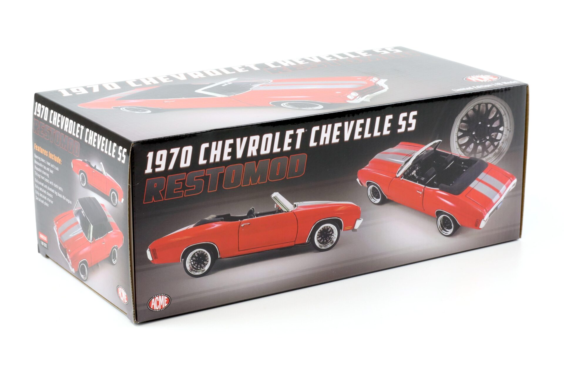 1:18 ACME 1970 Chevrolet Chevelle SS Convertible Restomod bright red/ silver stripes