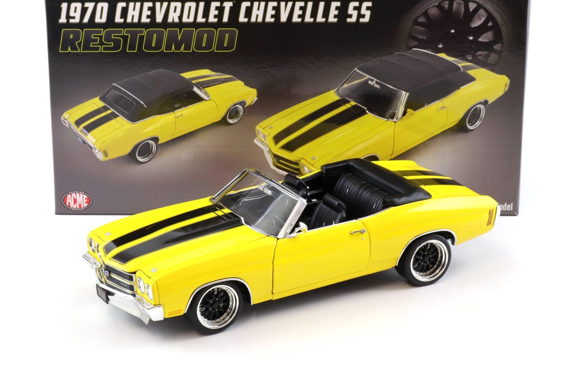 1:18 ACME 1970 Chevrolet Chevelle SS Convertible Restomod yellow/ black stripes