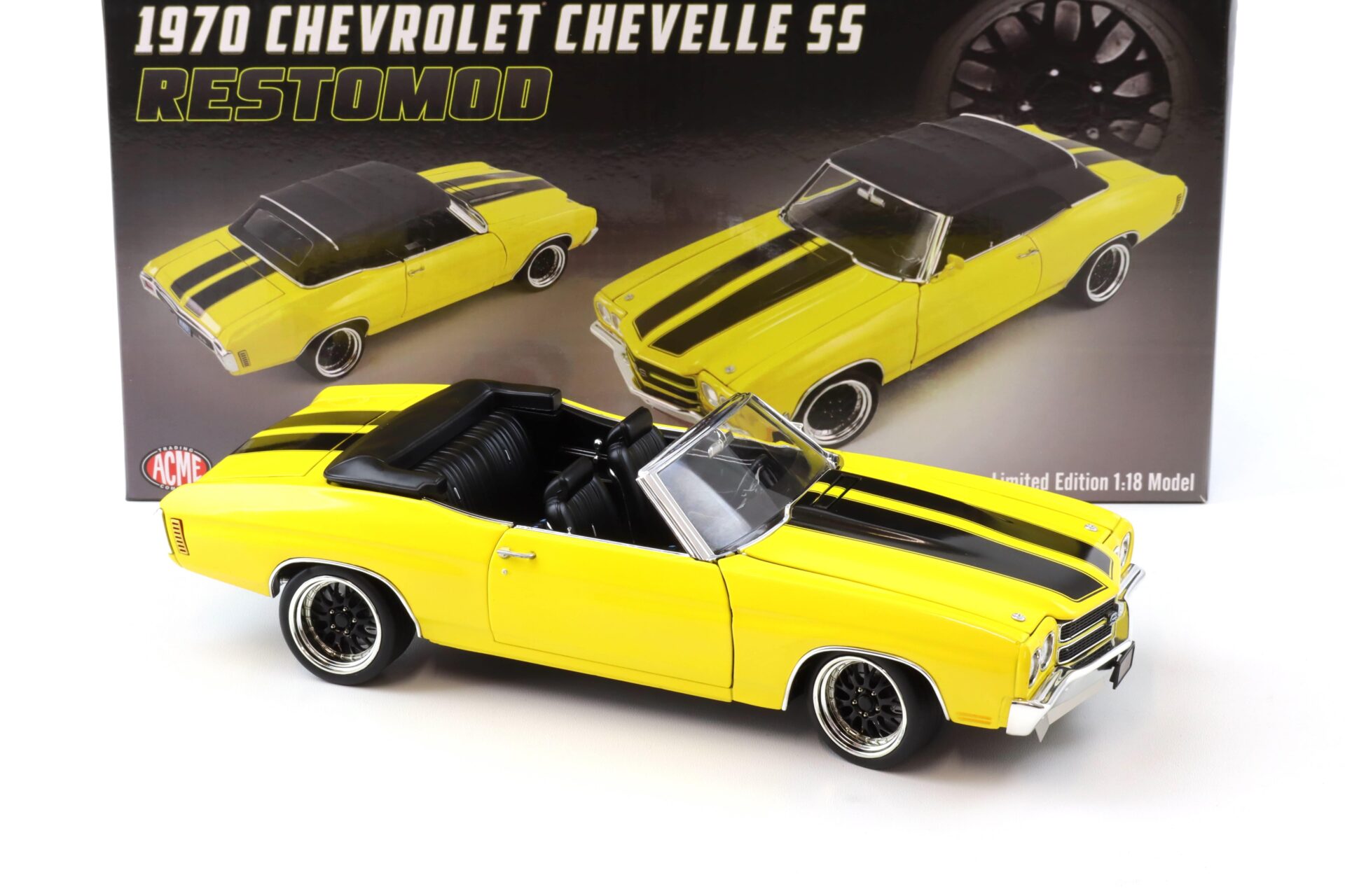 1:18 ACME 1970 Chevrolet Chevelle SS Convertible Restomod yellow/ black stripes