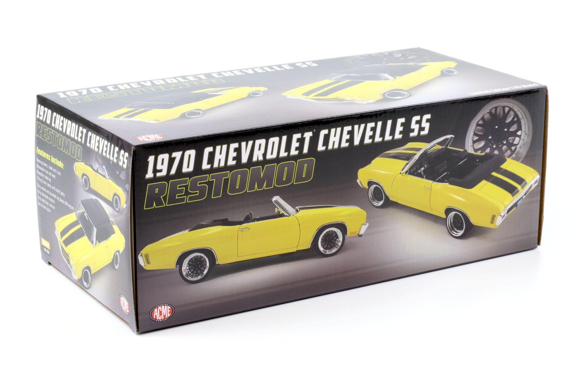 1:18 ACME 1970 Chevrolet Chevelle SS Convertible Restomod yellow/ black stripes