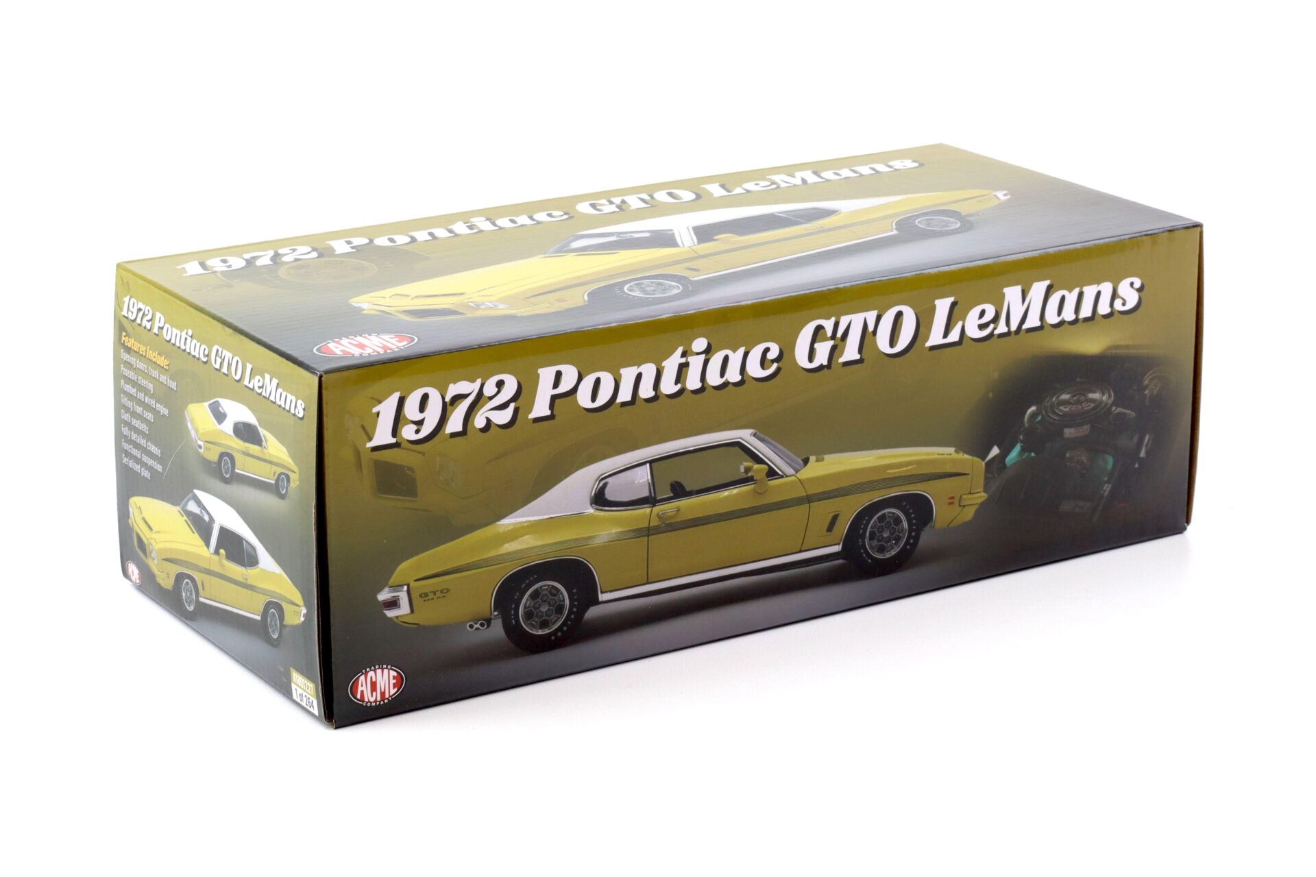 1:18 ACME 1972 Pontiac GTO LeMans Ram Air Coupe Monarch Yellow/ Vinyl Top