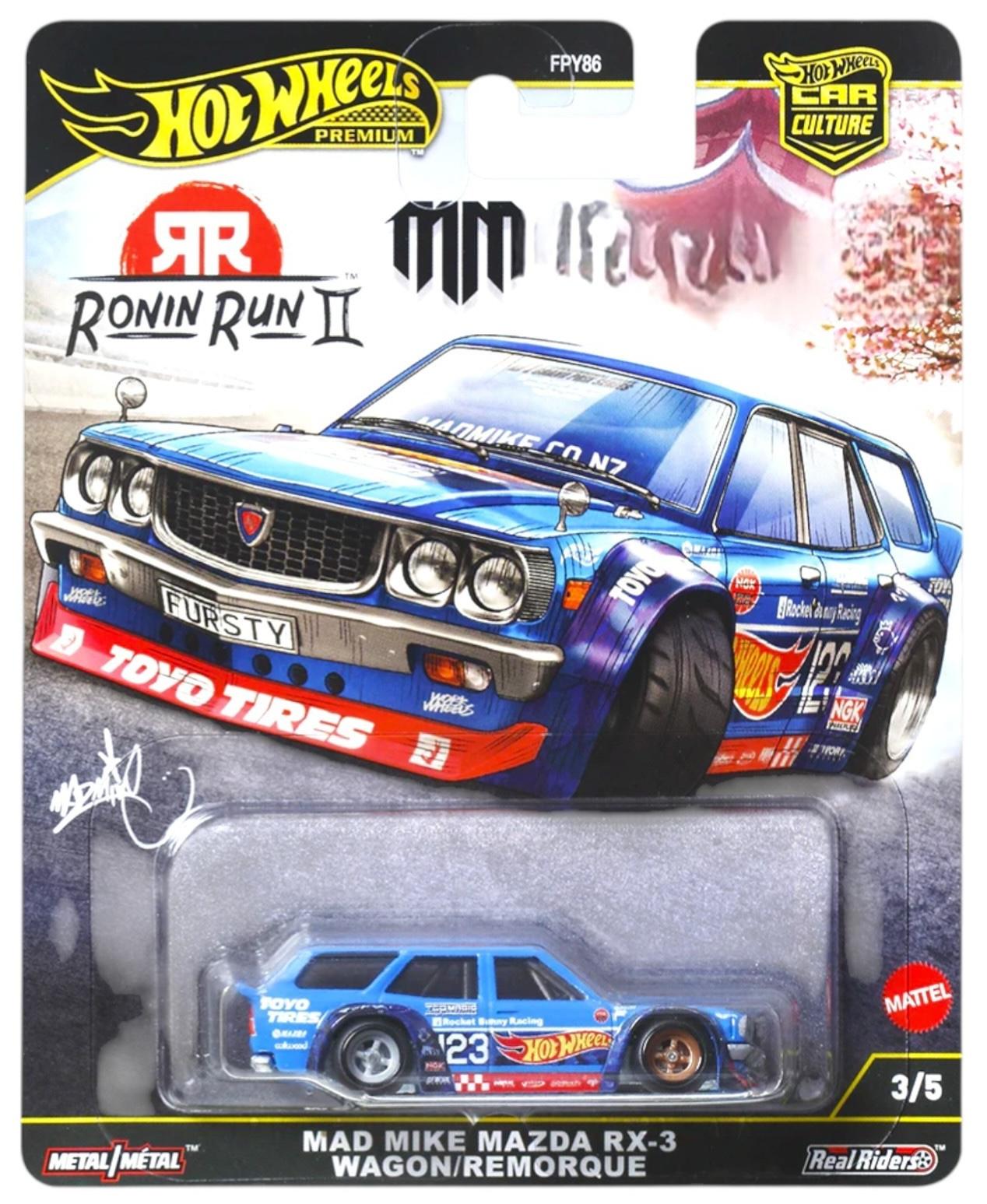 1:64 Hot Wheels Premium 2025 Ronin Run 2 - JBK50 Mad Mike Mazda RX-3 Wagon