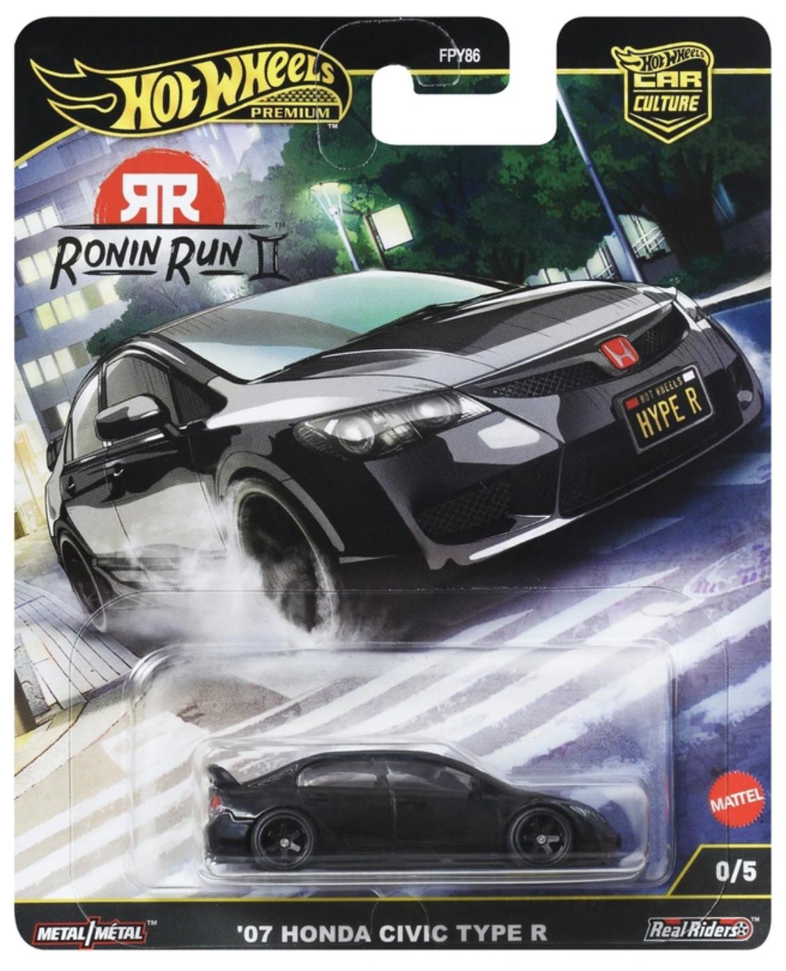 1:64 Hot Wheels Premium 2025 Ronin Run 2 - JBK89 CHASE 2007 Honda Civic Type R black