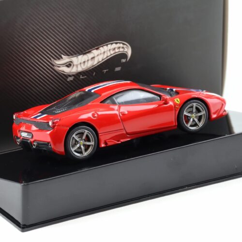 1:43 Hot Wheels Elite Ferrari 458 Speciale Coupe 2013 red with white/ blue stripe